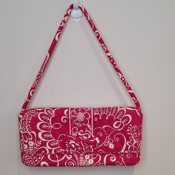 VERA BRADLEY KNOT JUST A CLUTCH/ Shoulder bag TWIRLY BIRDS PINK - Picture 1 of 14